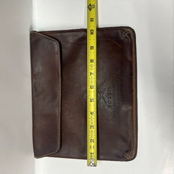 Distressed Fossil Leather Zipper Pouch Purse Wallet 54 Factory Machines 51248 - Picture 9 of 11